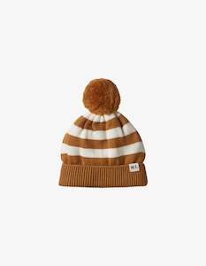 Baby: Nature Baby Alpine Pom Pom Beanie Toffee Bold Stripe