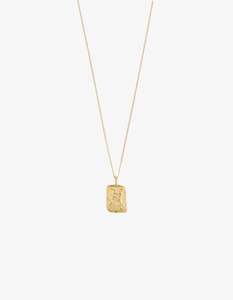 Pilgrim Rectangle Recycled Zodiac Sign Necklace - Gold Plated