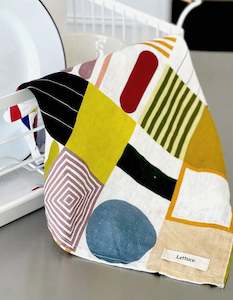 Lifestyle All: Lettuce Tea Towel Abstract Squares