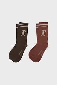 Socks Tights: Karen Walker Runaway Girl Socks 2 Pack Dark Brown/Mahogany