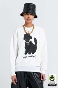 Knitwear Jumpers: Karen Walker Keep Walkin Organic Cotton Crewneck Sweatshirt Off-White
