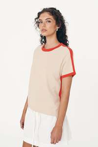 Rowie The Label Contrast Knit Tee Spiced Latte