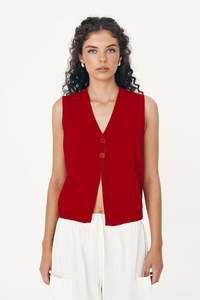 Fashion: Rowie The Label Goldie Knit Vest Candy Red