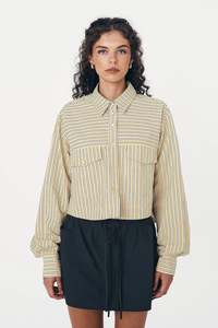 Rowie Cole Stripe Crop Shirt Sunflower