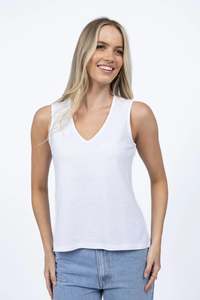 Fashion: Humidity Kaia V Neck Tank White