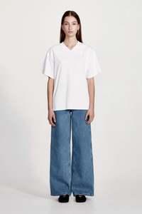 Commoners Womens V Neck Boy Tee White