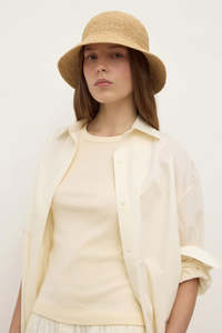 Hats Gloves: Assembly Label Raffia Bucket Hat Natural
