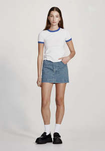 Fashion: Commoners Ringer Tee White/Blue