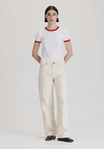 Fashion: Commoners Ringers Tee White/Red