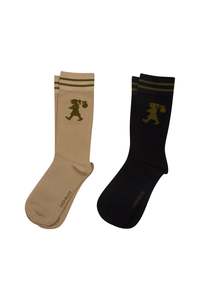 Accessories: Karen Walker Runaway Girl Socks 2 Pack Black/Sesame