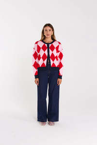 Knitwear Jumpers: Thing Thing Gemma Cardigan - Cherry Milkshake
