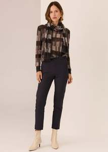 POL Ciara Stripe Textured Knit Char/Silver/Ivory