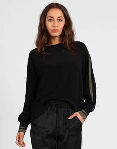 Tops: Storm Contrast Rib Top Black