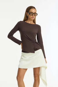 Blak In Motion Long Sleeve Twist Top Brown