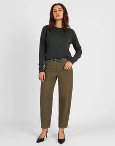 Bottoms: Storm Dart Detail Barrel Jean Khaki