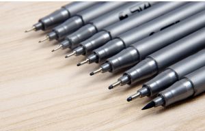 Products: 9 pcs / Set Water Based Brush Markers Different Size Pigment Liner