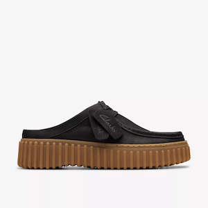 Flats: Clarks Torhill Mule Black Nubuck Womens