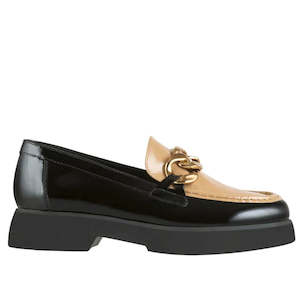 Hogl Stacy Black/Toffee Patent Loafer