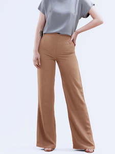 Final Sale: Draped Wide Leg Pants in Camel
