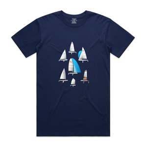 Frontpage: Dinghies. Mens T-Shirt - Dark Blue
