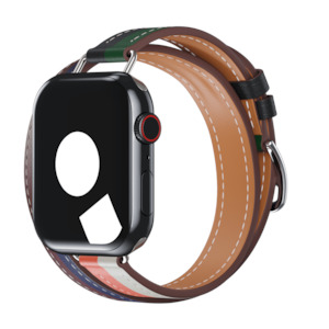 Leather Bands For Apple Watch: Rouge H/Bleu Saphir Attelage Double Tour for Apple Watch