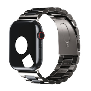 Stainless Steel Bands For Apple Watch: Silver/Space Black Tri-Link Bracelet for Apple Watch