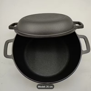 Outdoor Living: 2 In 1 Cast Iron Pan Dutch Oven Set With Lid