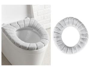Bathroom Living Aids: Bathroom Soft and Warm Fabric Toilet Seat Cover-Light Grey