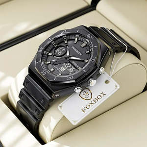 Watches Mens Ladies: Watches FOXBOX New Mens Waterproof Double Display Wristwatch LED BLACK