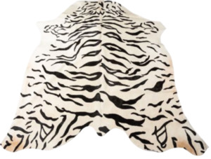 Products: Tiger Print Cowhide Rug - White Home Decor Italian Leather
