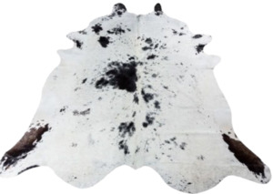 Products: Cowhide Rug - Speckled Black Light Home Decor Italian Leather