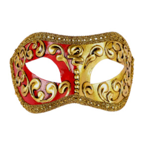 Products: Masquerade Mask - Mezza Gold-Red