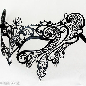 Metal Filigree Masquerade Mask - Splendida (Black)