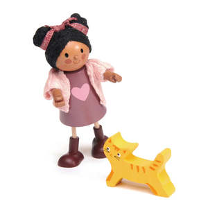 Ayana and Cat Wooden Doll – Tender Leaf Toys | Wooden Doll NZ