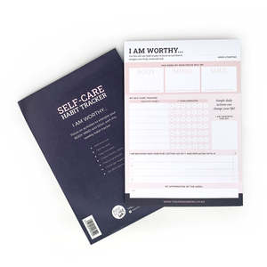 Uplifting Vibes Gifts: Self-care Habit Tracker - I Am Worthy Notepad