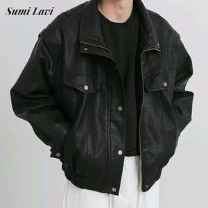 Unisex: Men’s Vintage Black PU Leather Zip-Up Jacket