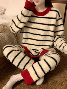 New Arrivals: Women's Cozy Striped Coral Fleece Pajama Set