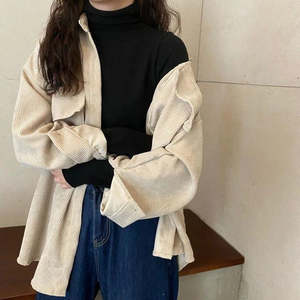 Women’s Mid-Length Corduroy Shirt Jacket – Casual Autumn Winter Outerwear