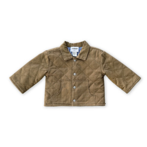 Organic Quilted Denim Jacket - Coffee
