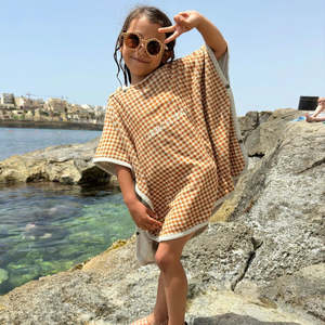 Bathing Towel Poncho - Sienna Gingham