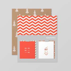 New: Christmas Wrap + Card Set - Zig Zag and Trees