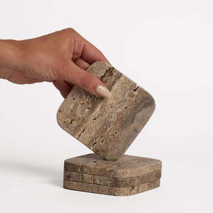 Kitchen Dining: Stone Coasters - Grey Travertine