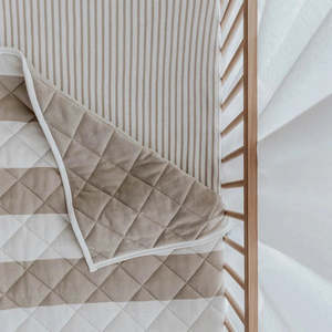 Kids Decor: REVERSIBLE QUILT - GREIGE STRIPE