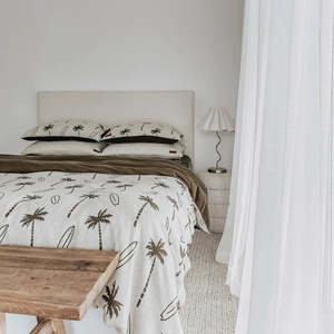 Kids Decor: PILLOWCASE - OLIVE SURFING PALM