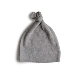 Mushie: Ribbed Baby Beanie - Grey Melange (0-3 months)
