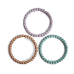 Mushie Teething Bracelet - Lilac/Cyan/Soft Peach