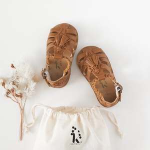 Karibou Kids: Santorini Genuine Leather Sandals - Earth