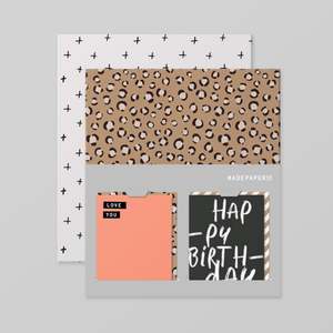 Madepaperco: Wrap, Card + Gift Tag Set - Leopard and Crosses