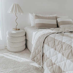 Bedding Linen: PILLOWCASE - GREIGE STRIPE