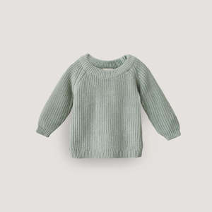 Tops: Chunky Knit Sweater - Light Mint